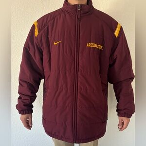 ASU Nike Burgundy and Yellow Puffer Jacket for Men XL